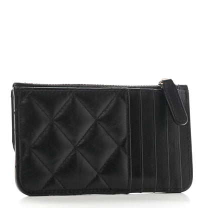 Chanel Aged Calfskin Quilted Reissue Flap Zip Card Holder Black 3 of 8