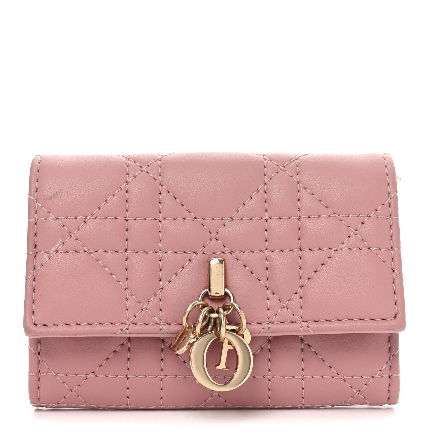 Lambskin Cannage Miss Dior Glycine Wallet Pink