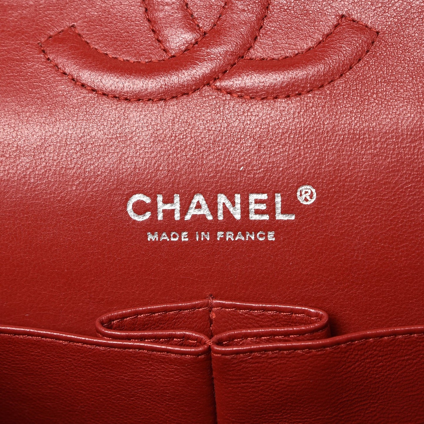 Caviar Quilted Medium Double Flap Dark Red