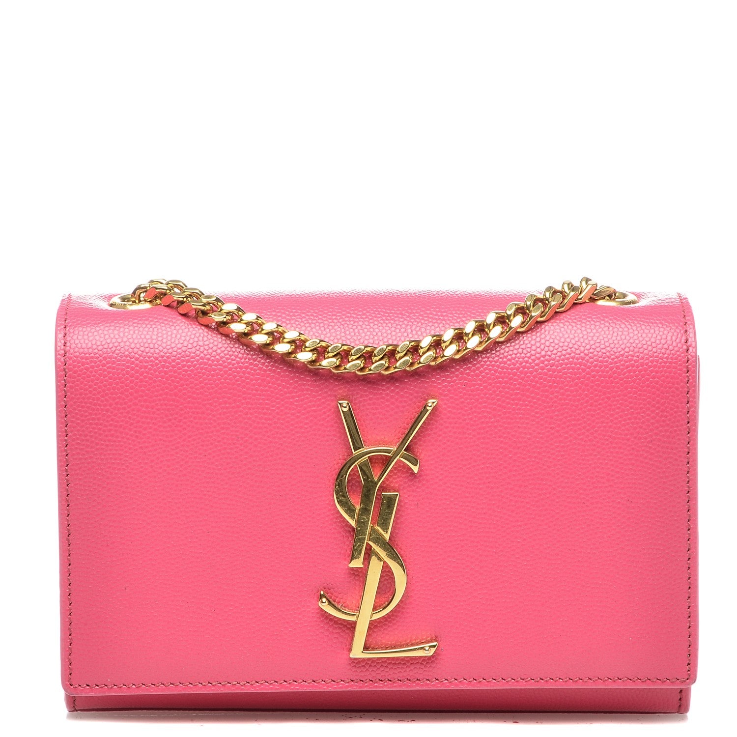 Saint Laurent Grain De Poudre Small Monogram Kate Satchel Fuchsia 1 of 5