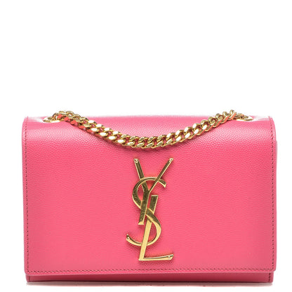 Saint Laurent Grain De Poudre Small Monogram Kate Satchel Fuchsia 1 of 5