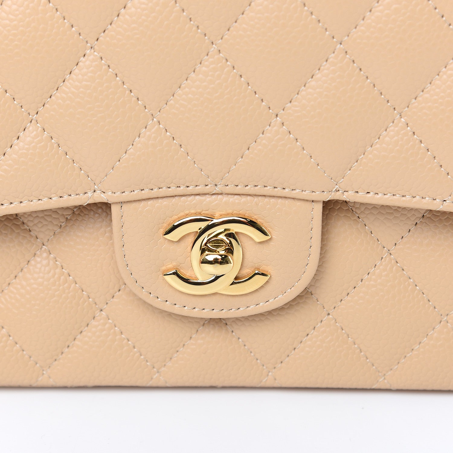Chanel Caviar Quilted Medium Double Flap Light Beige 10 of 11