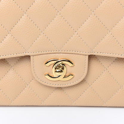 Chanel Caviar Quilted Medium Double Flap Light Beige 10 of 11