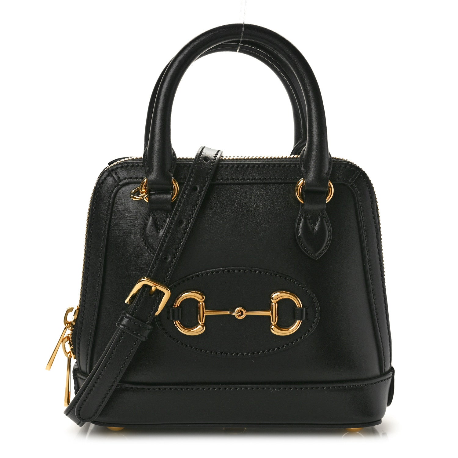 Gucci Boarded Plutone Calfskin Mini Horsebit 1955 Top Handle Bag Black 1 of 10