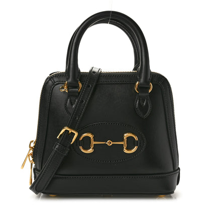 Gucci Boarded Plutone Calfskin Mini Horsebit 1955 Top Handle Bag Black 1 of 10