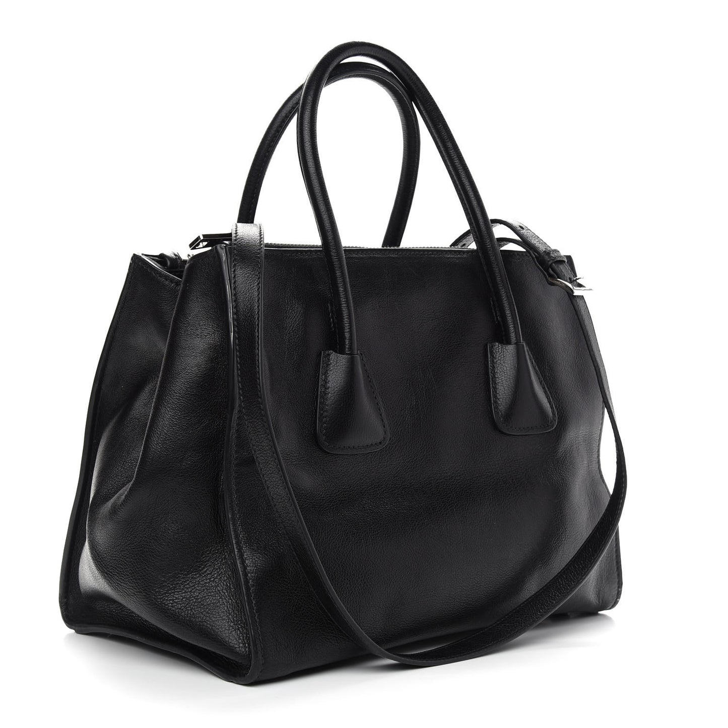 Glace Calf Twin Pocket Tote Black