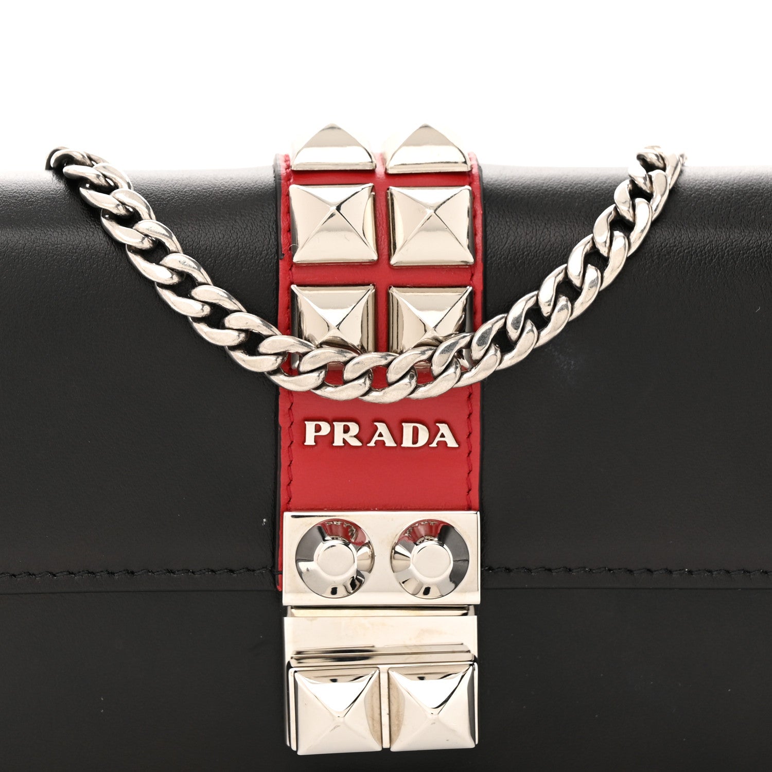 Prada City Calfskin Studded Mini Elektra Crossbody Bag Black Fuoco 7 of 11