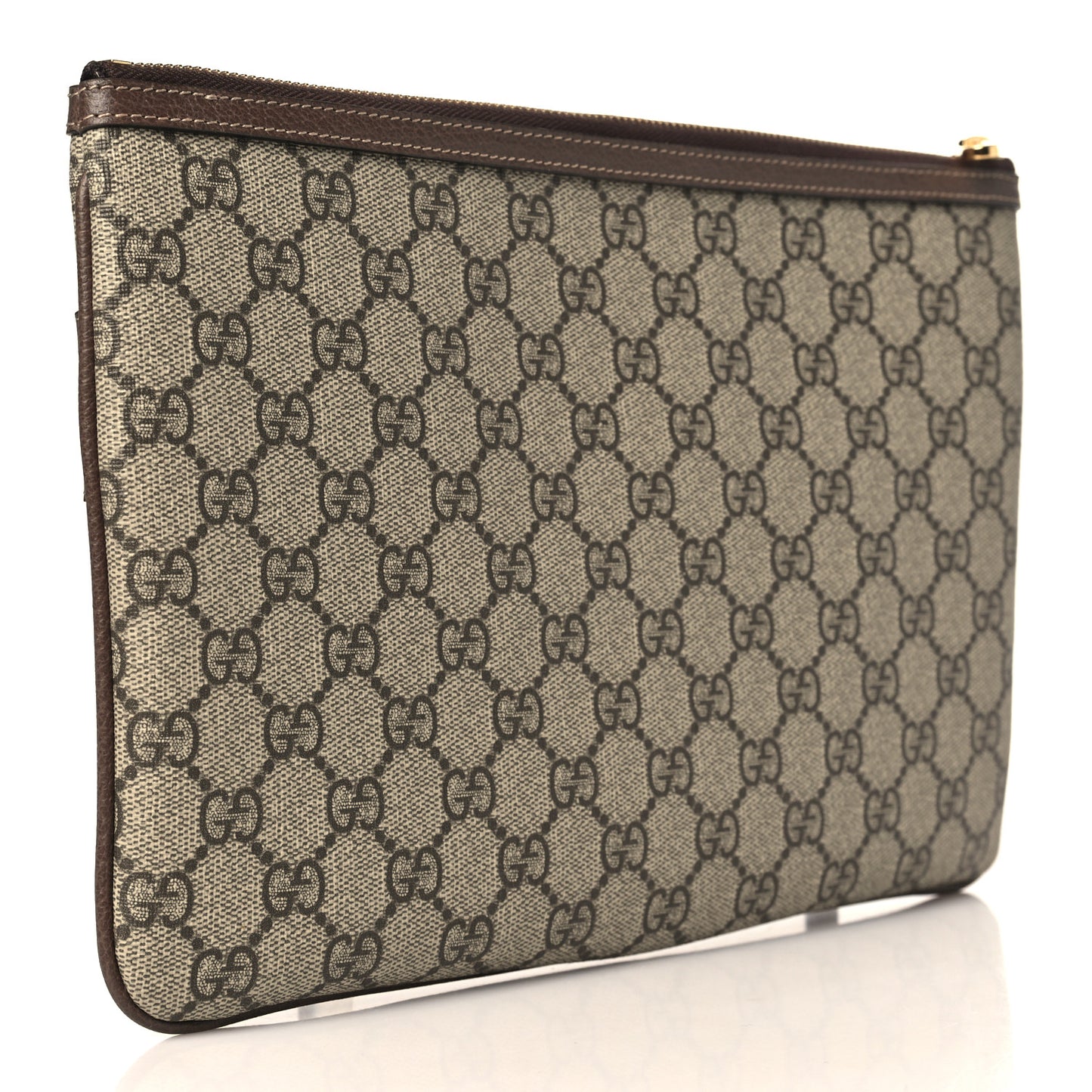 GG Supreme Monogram Large Ophidia Pouch Clutch Brown