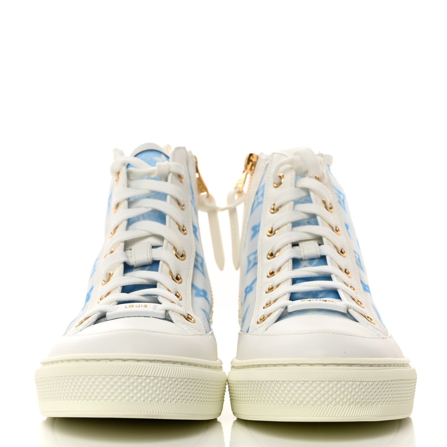 Technical Fabric Calfskin Monogram Printed Stellar Sneaker Boots 38 Blue