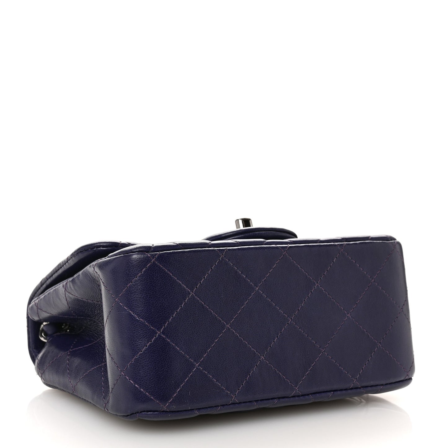 Lambskin Quilted Mini Square Flap Dark Purple