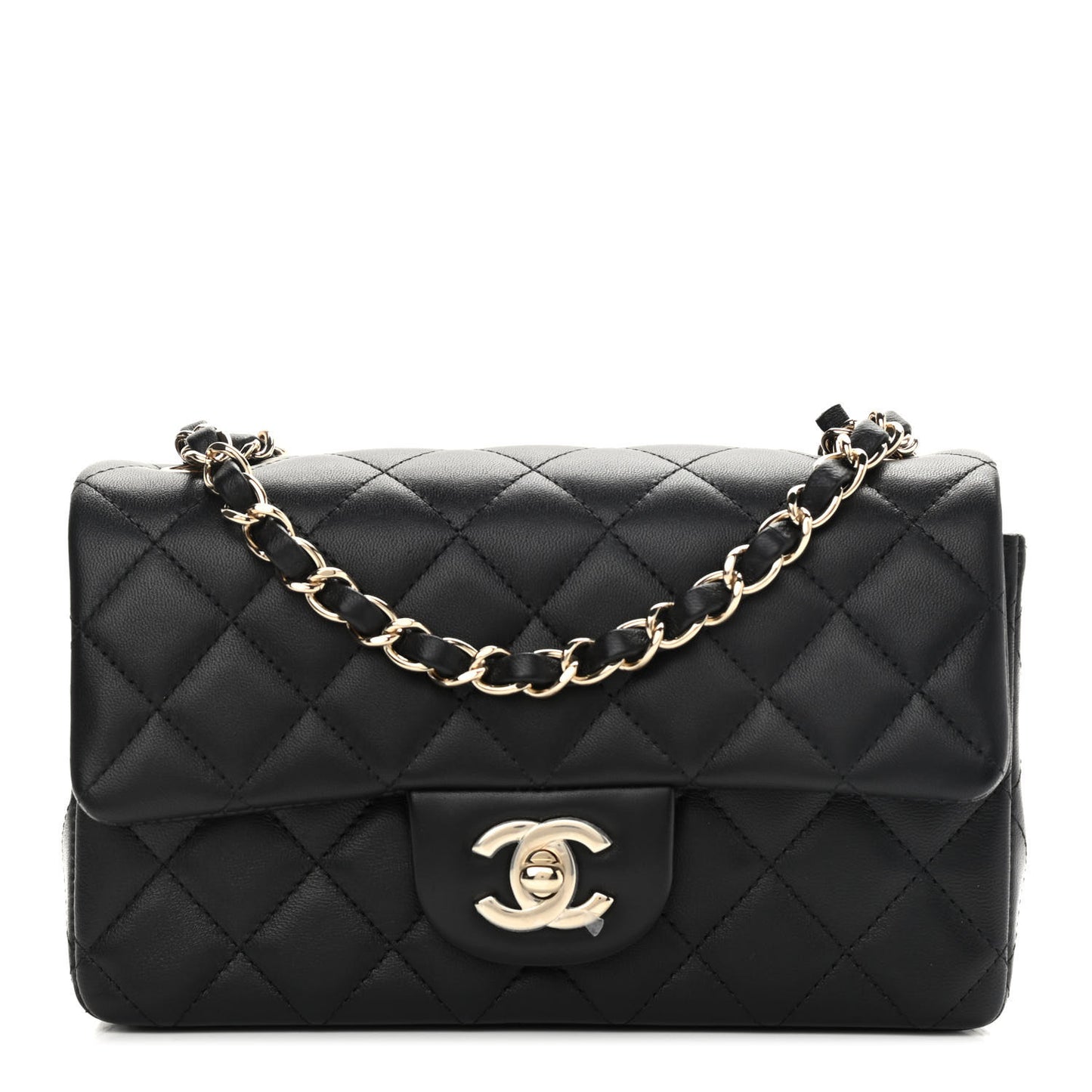 Lambskin Quilted Mini Rectangular Flap Black