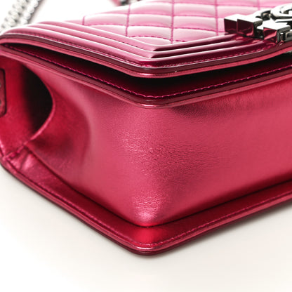 Chanel Metallic Patent Calfskin Quilted Small Boy Flap Pink 8 of 9