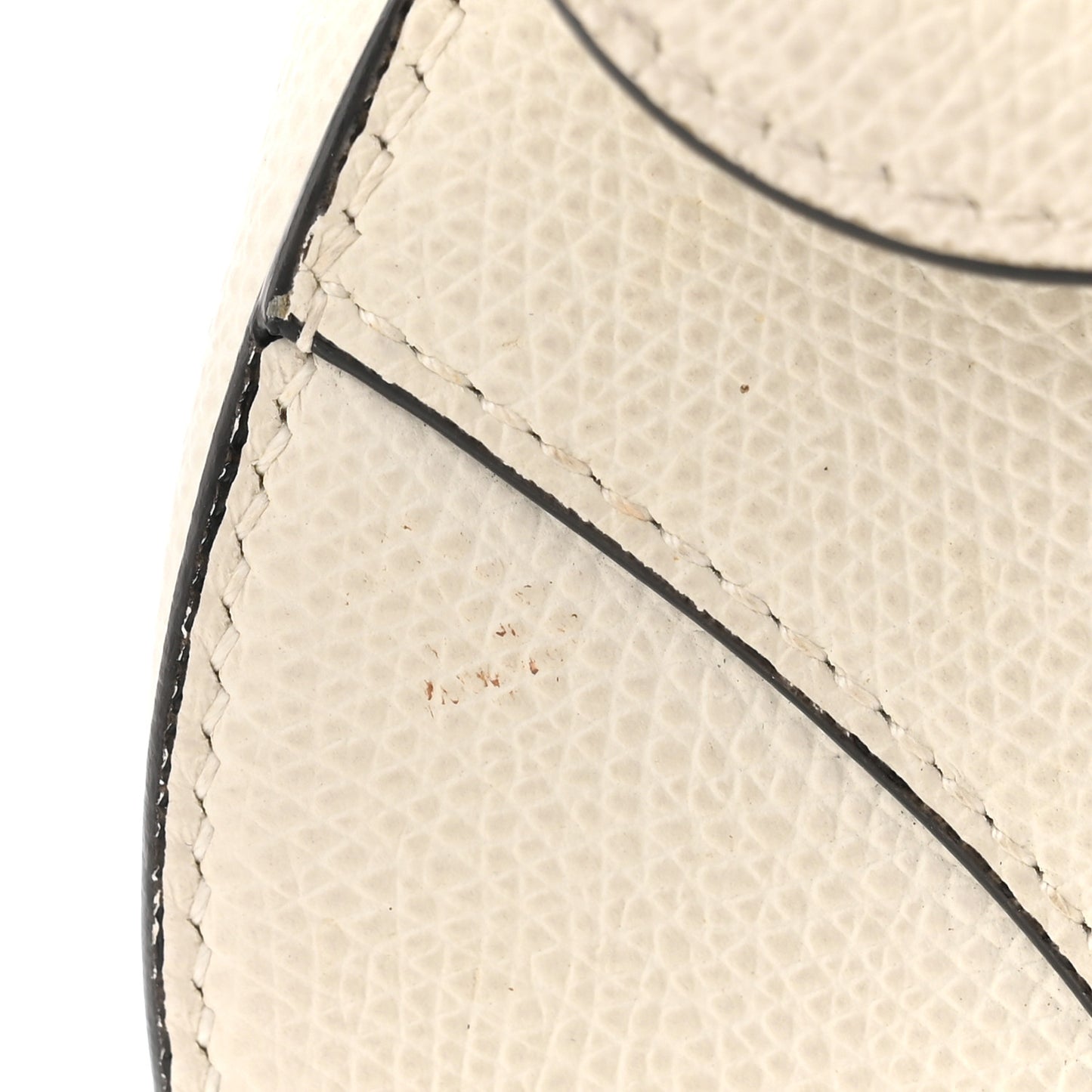 Grained Calfskin Mini Saddle Bag White