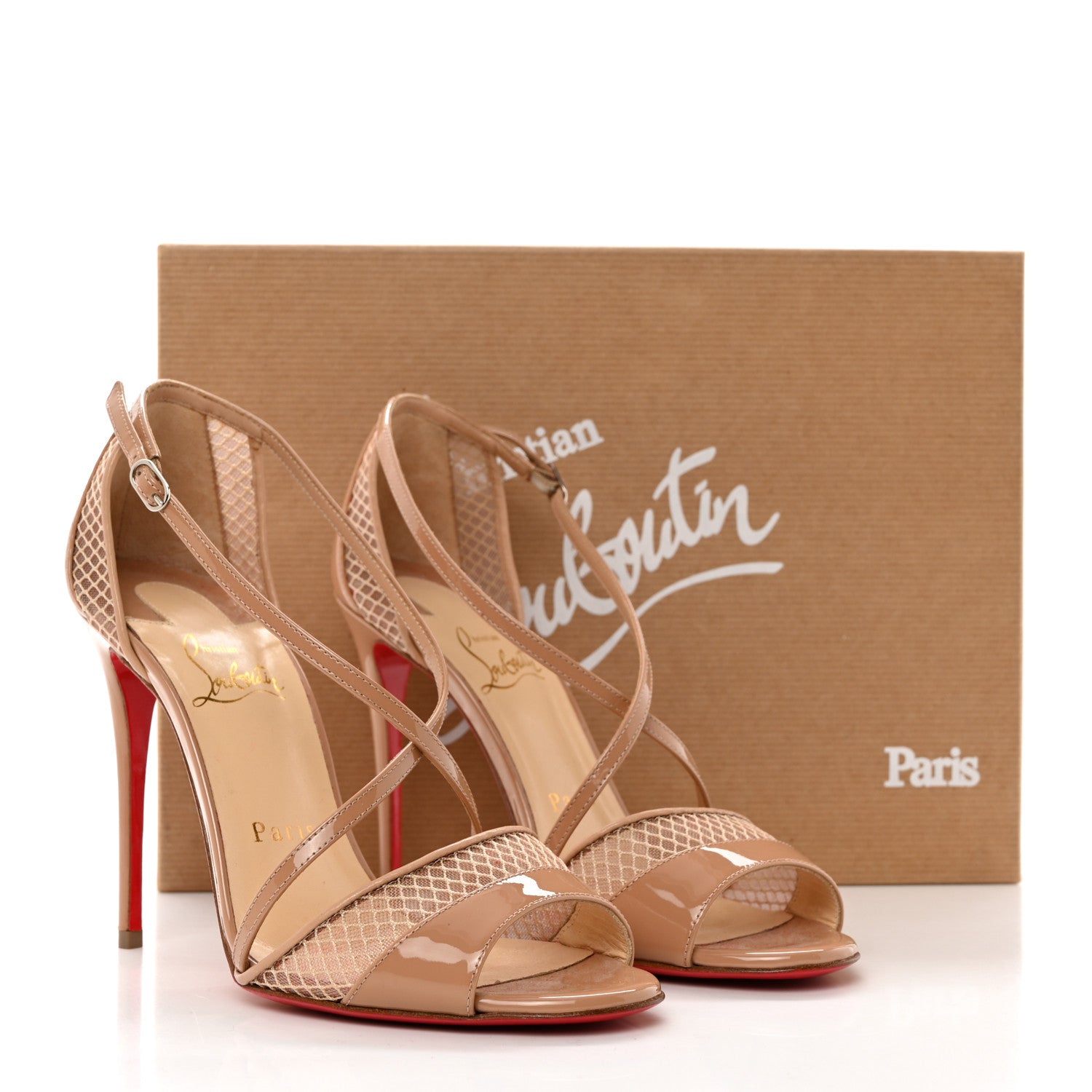 Christian Louboutin Patent Mesh Slikova Sandals Pumps 36.5 Nude 3 of 8