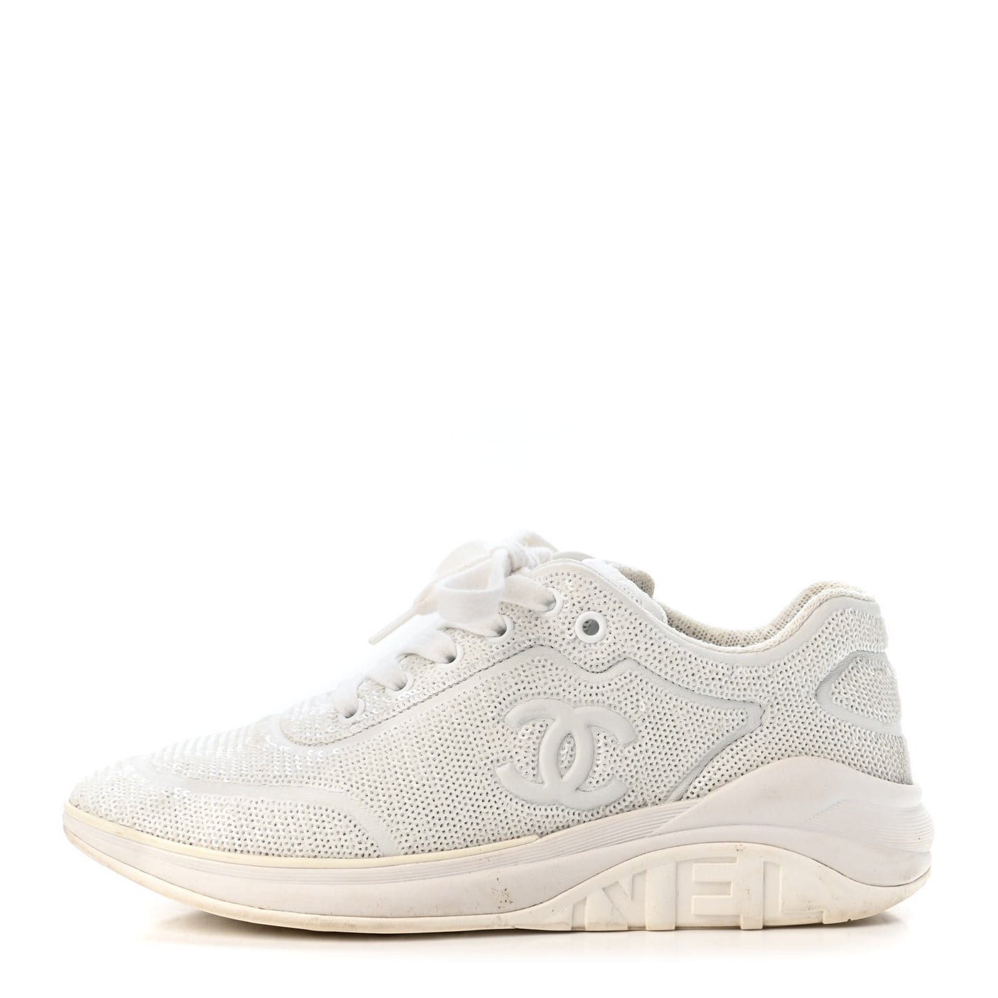 Sequin CC Sneakers 38 White