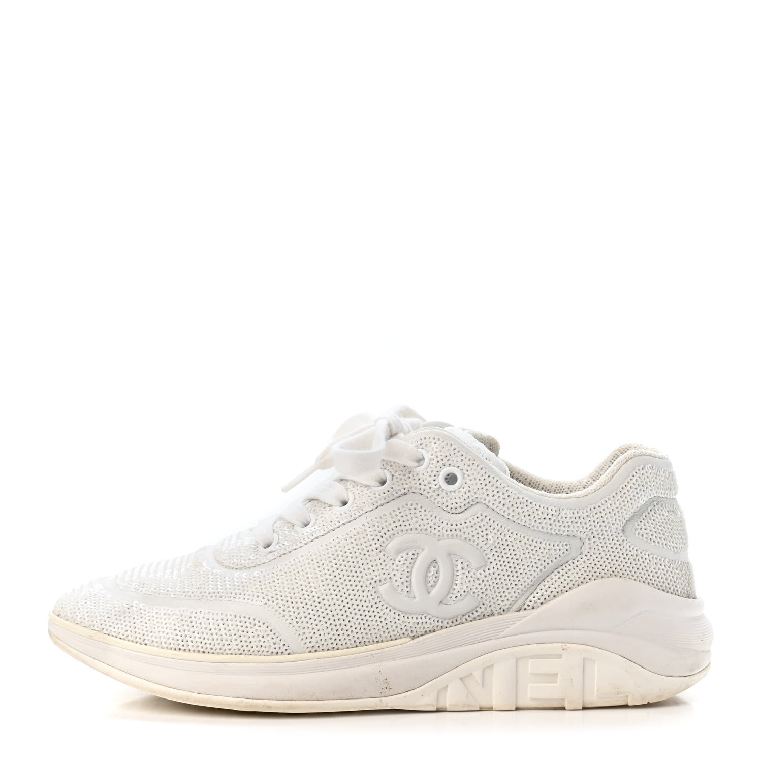 Chanel Sequin CC Sneakers 38 White 1 of 4