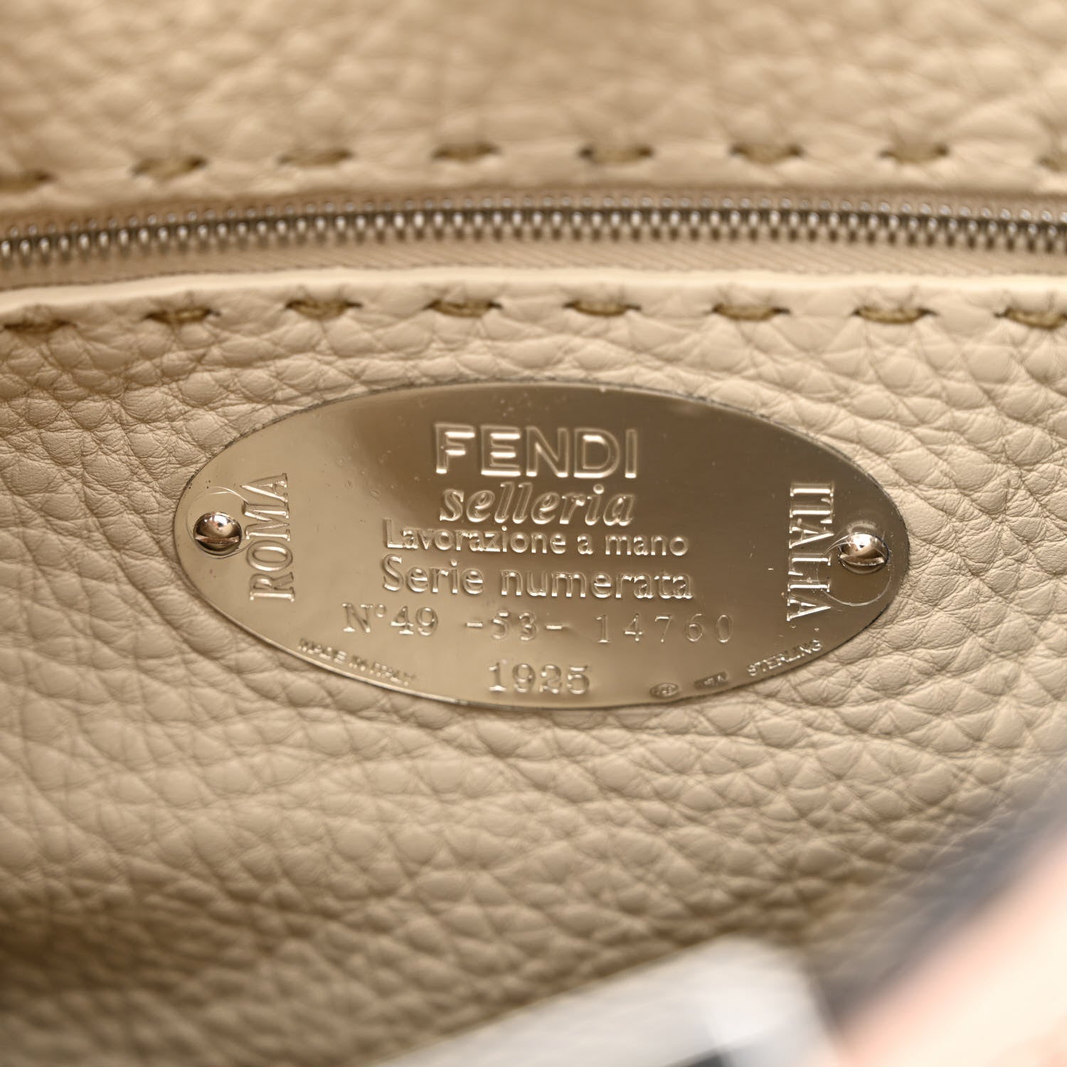 Fendi Cuoio Romano Selleria Bi-Color Medium Peekaboo Iconic Essentially Satchel Cipria Latte 6 of 11