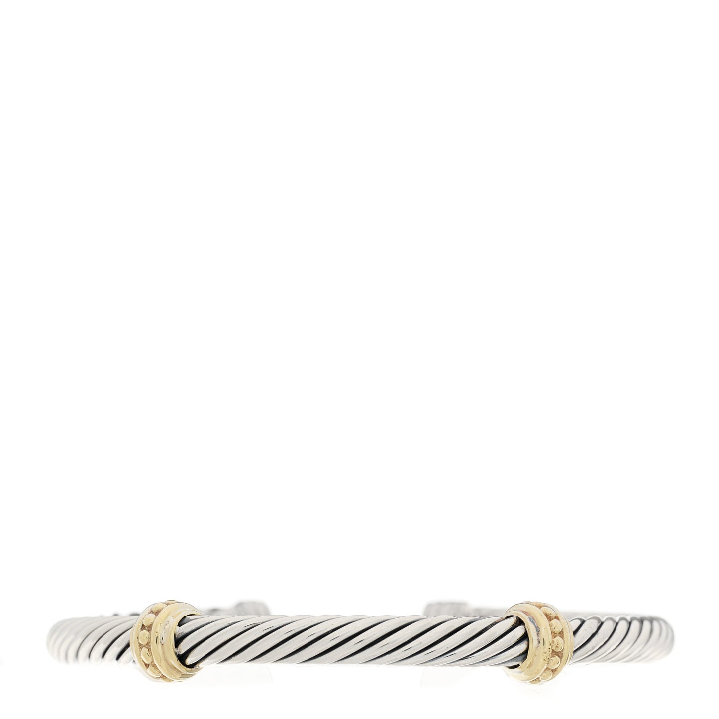 Sterling Silver 14K Yellow Gold 5mm Cable Classics Two Station Bracelet