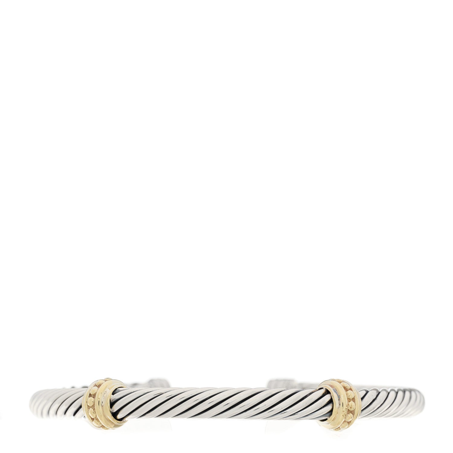David Yurman Sterling Silver 14K Yellow Gold 5mm Cable Classics Two Station Bracelet 1 of 3