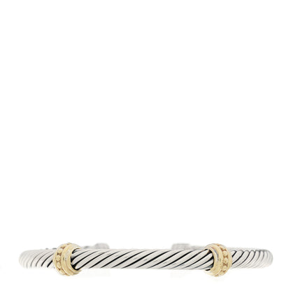 David Yurman Sterling Silver 14K Yellow Gold 5mm Cable Classics Two Station Bracelet 1 of 3