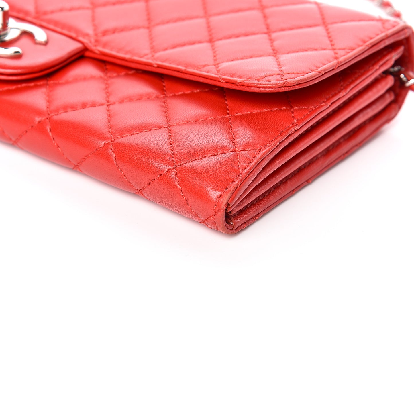 Lambskin Quilted Chain Clutch Flap Light Red