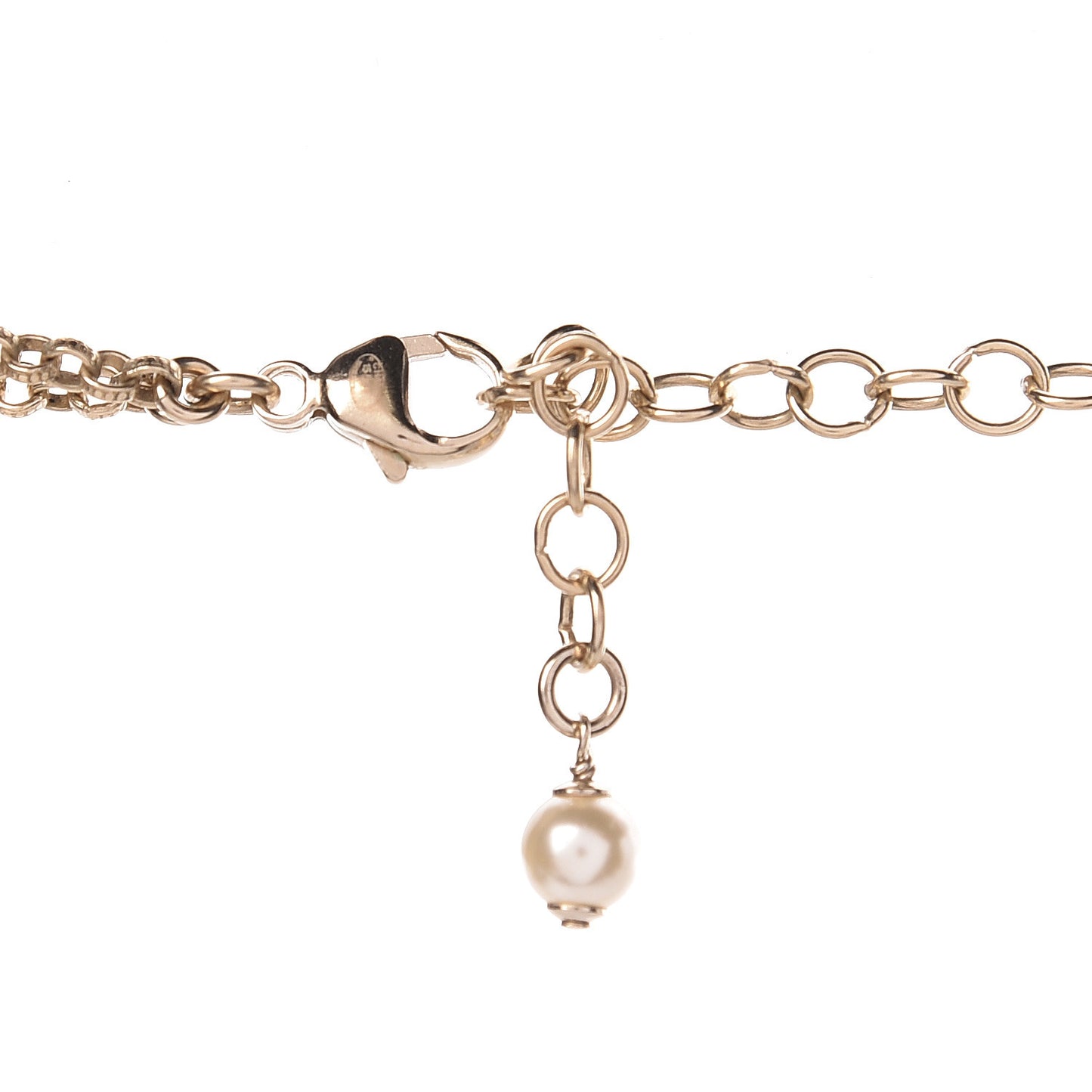 Pearl Crystal CC Long Necklace Gold