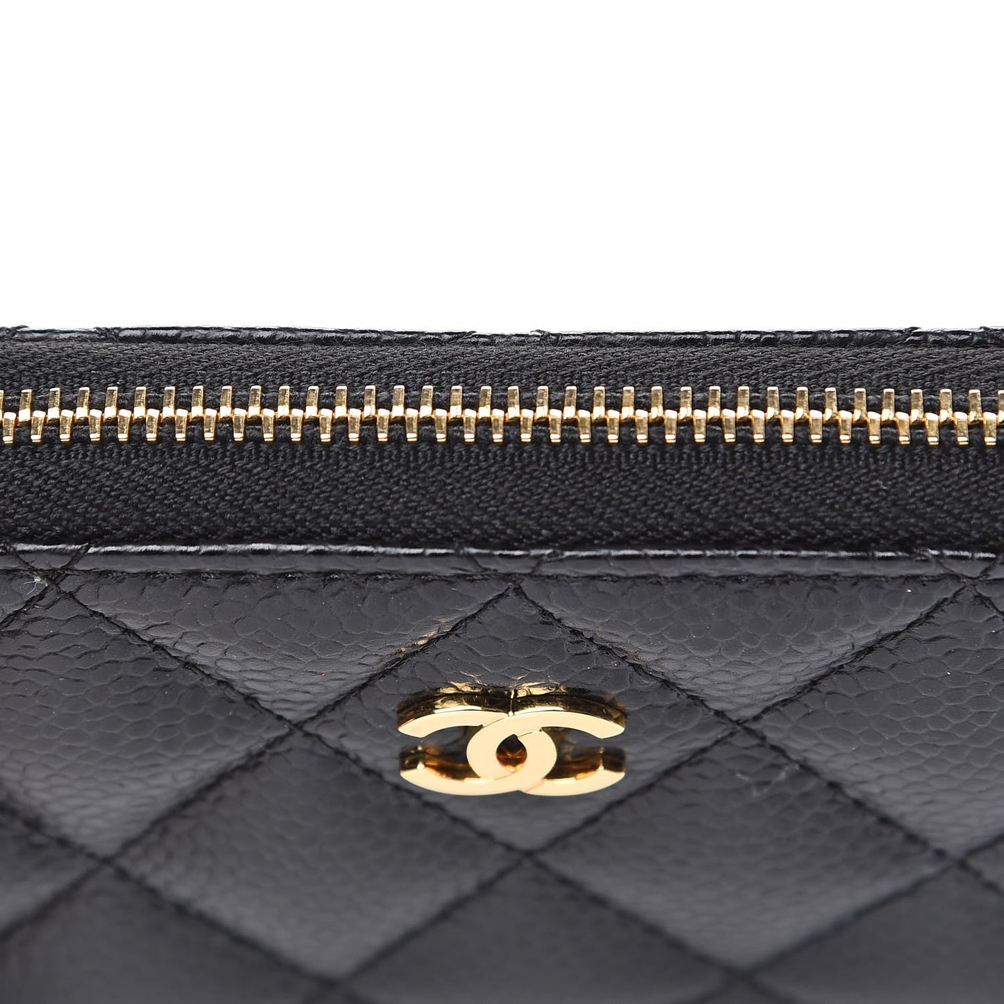 Caviar Quilted Zip Coin Purse Black