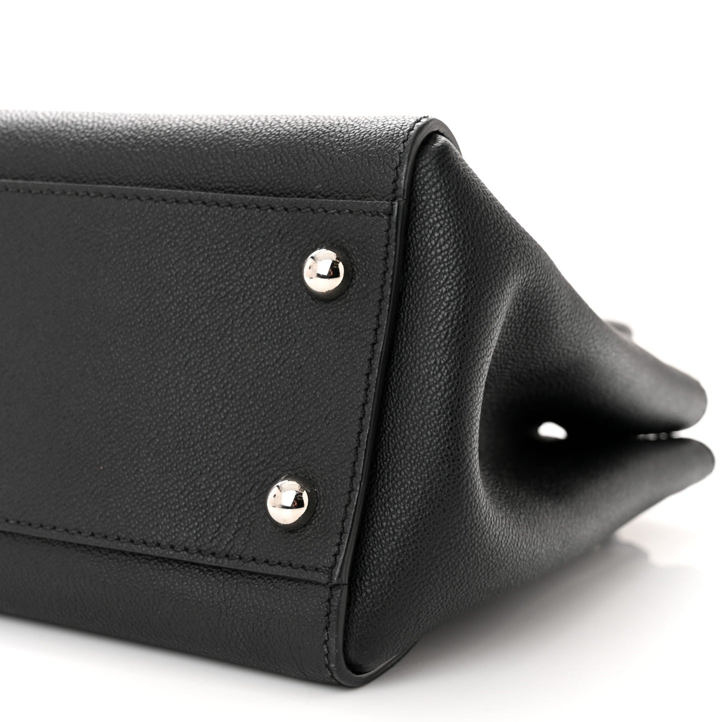 Soft Grain Calfskin Medium Buckle Tote Black