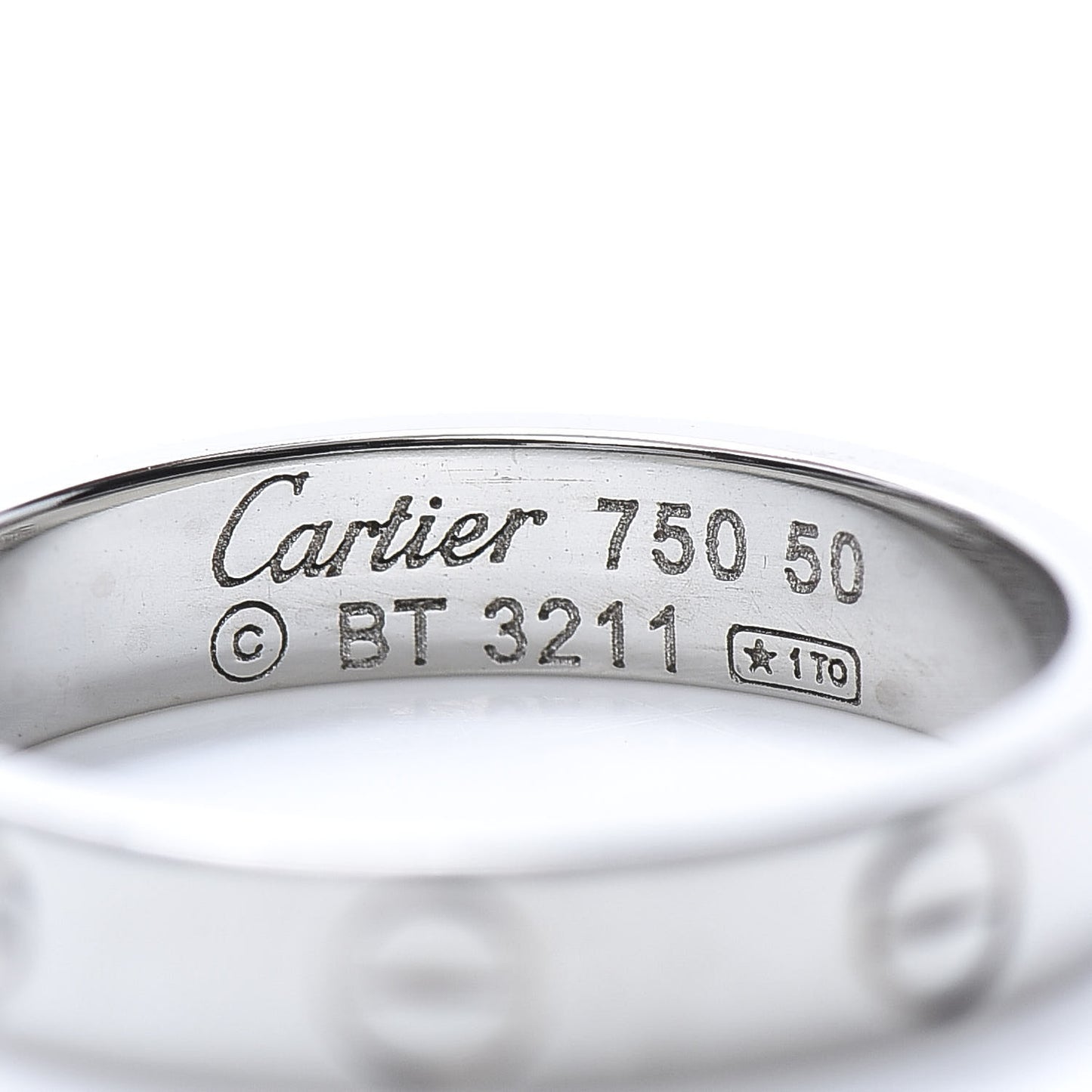 18K White Gold 3.5mm LOVE Wedding Band Ring 50 5.25