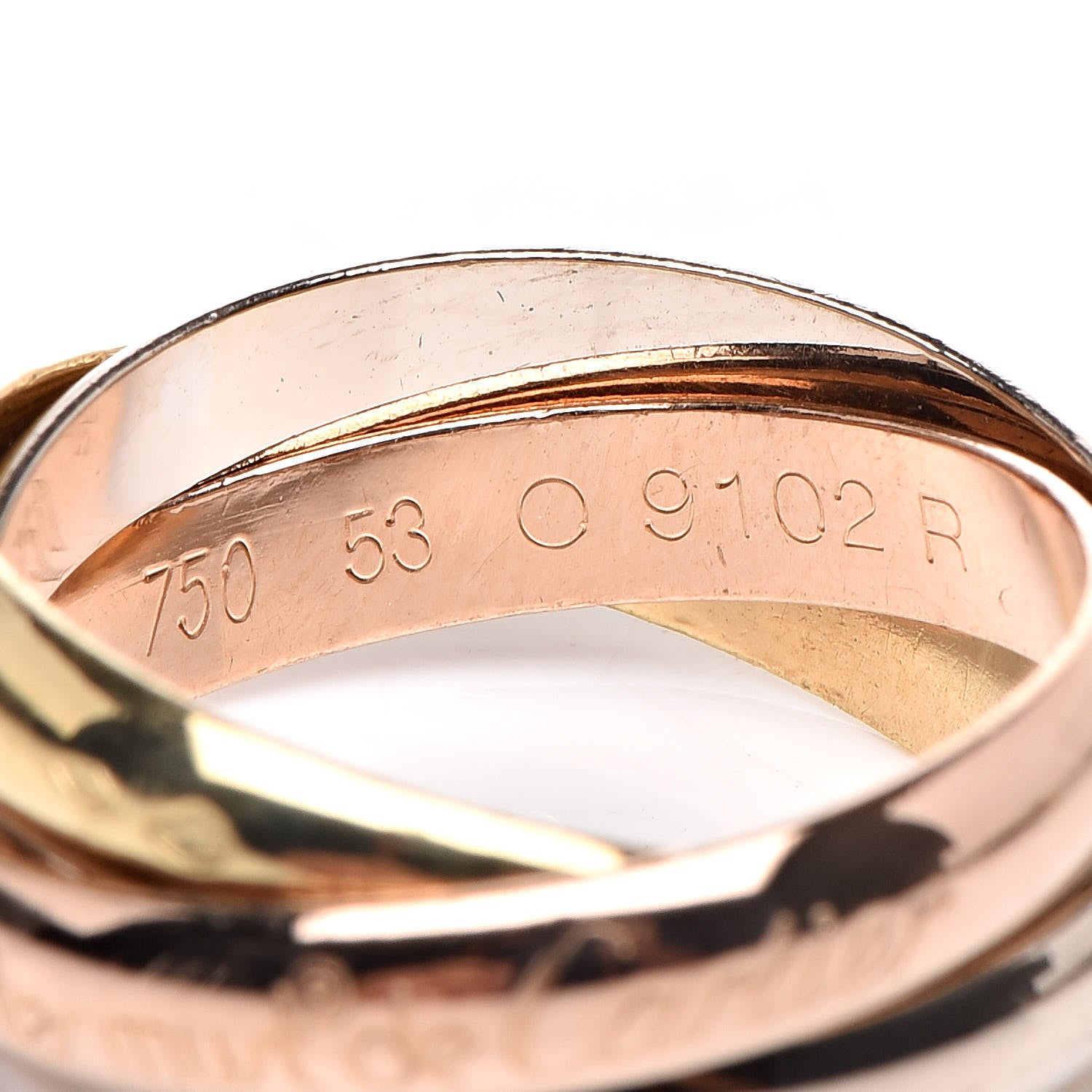 Cartier 18K Pink Yellow White Gold Classic Les Must De Trinity Ring 53 6.25 5 of 5