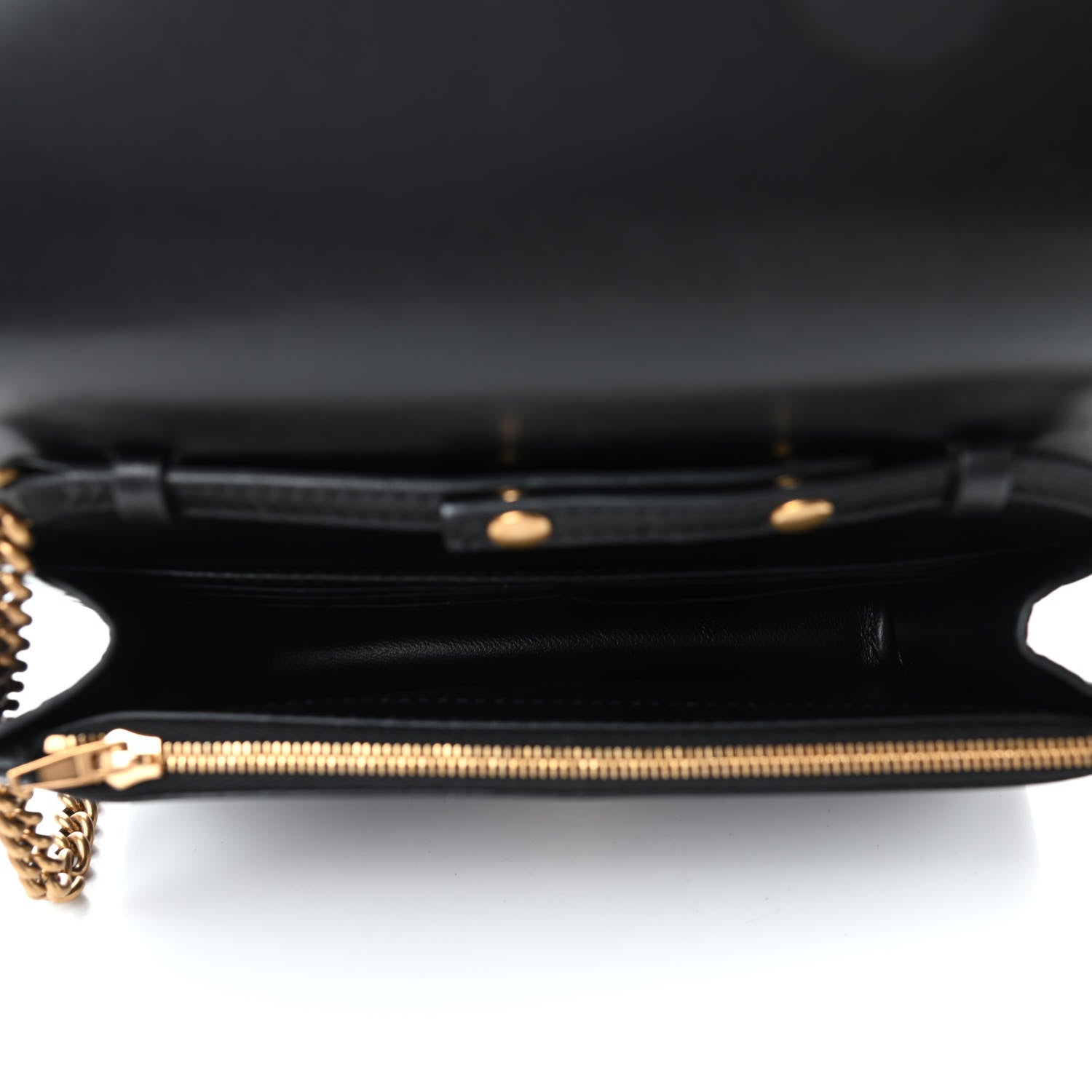 Balenciaga Crocodile Embossed Patent B Wallet On Chain Black 4 of 4