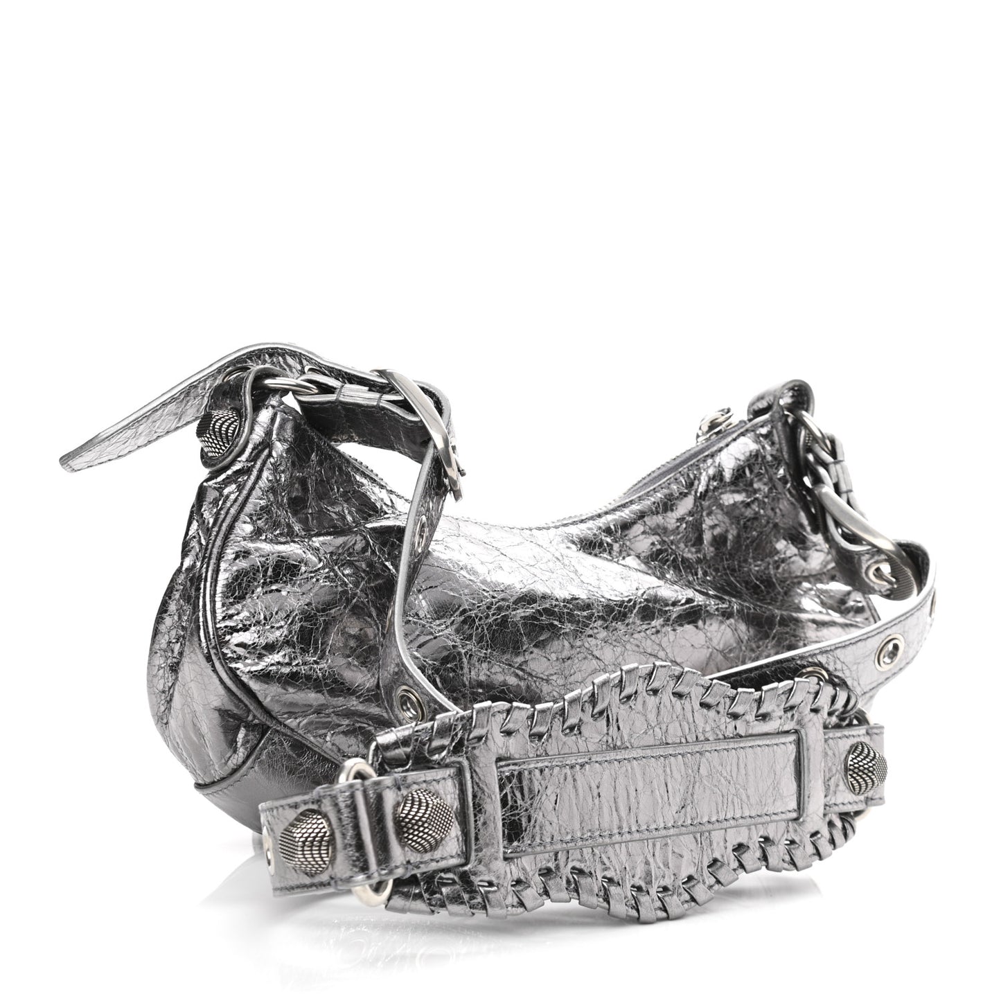 Metallic Agneau Arena Le Cagole Shoulder Bag XS Silver