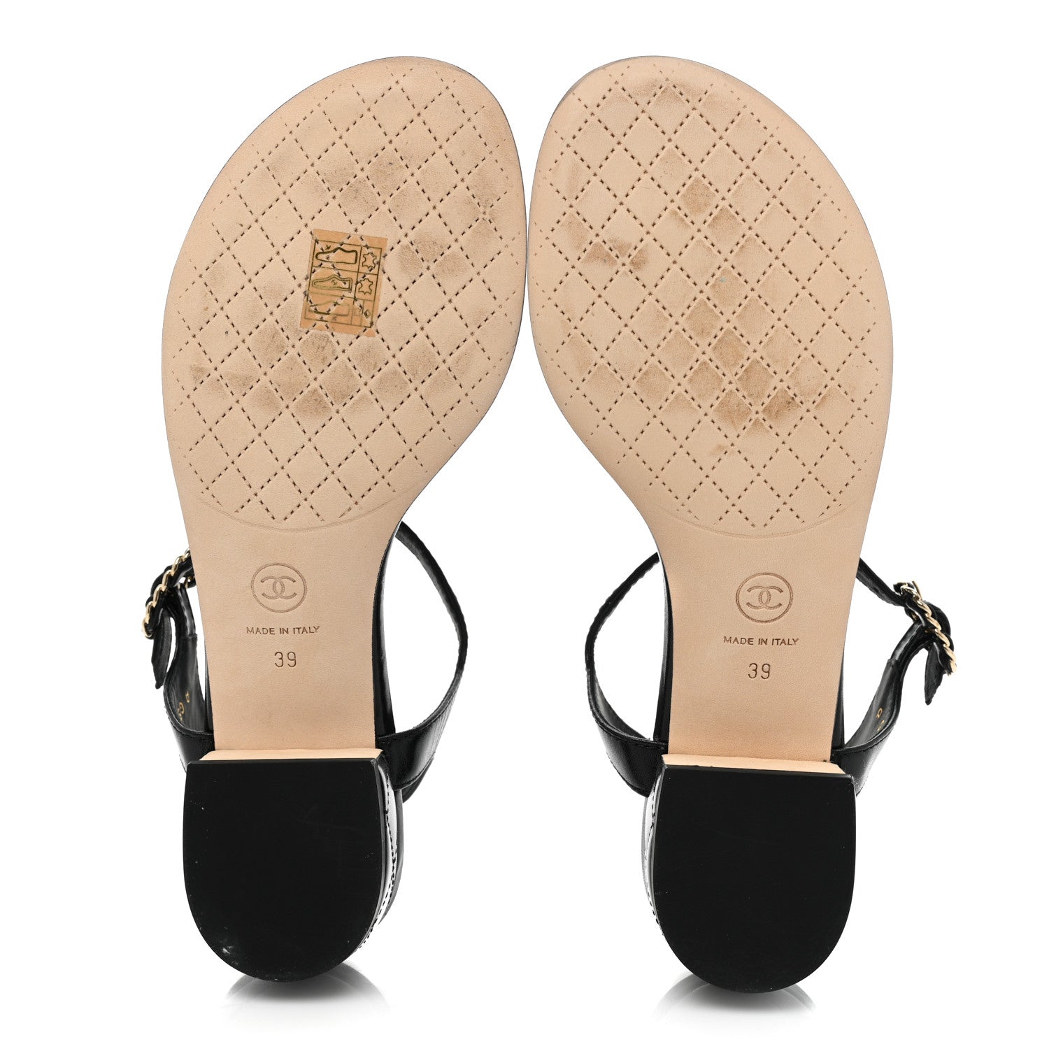 Chanel Goatskin Chain CC Logo Thong Sandals 39 Black 5 of 10