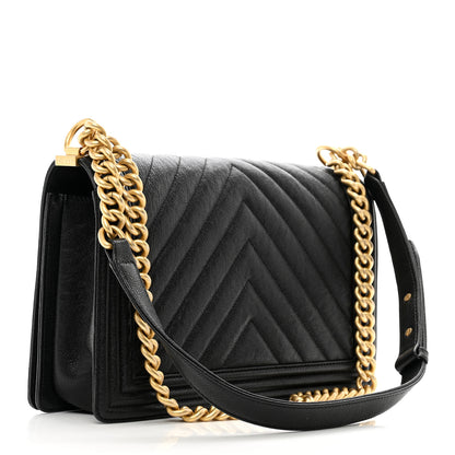 Chanel Caviar Chevron Quilted New Medium Boy Flap Black 3 of 10