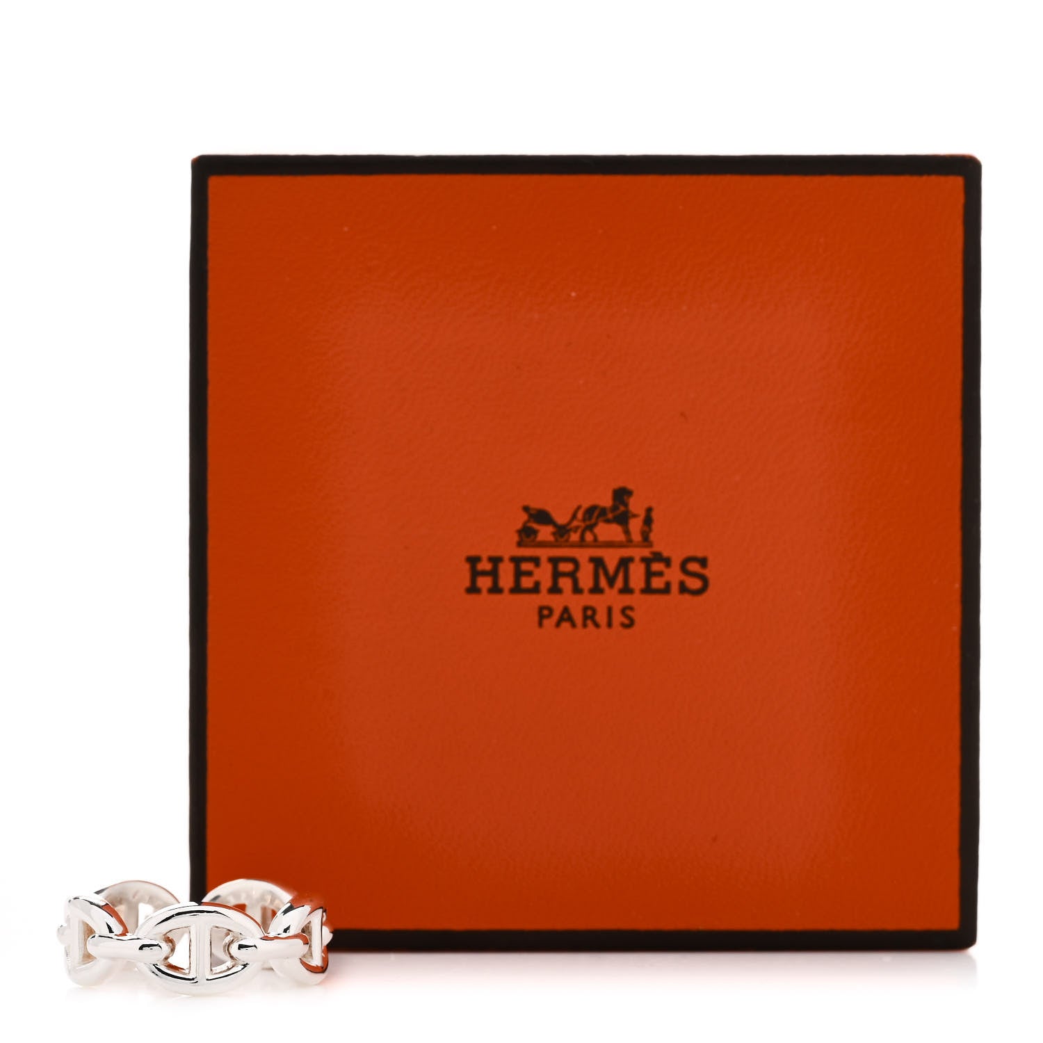 Hermes Sterling Silver PM Chaine d'Ancre Enchainee Band Ring 52 6 7 of 7