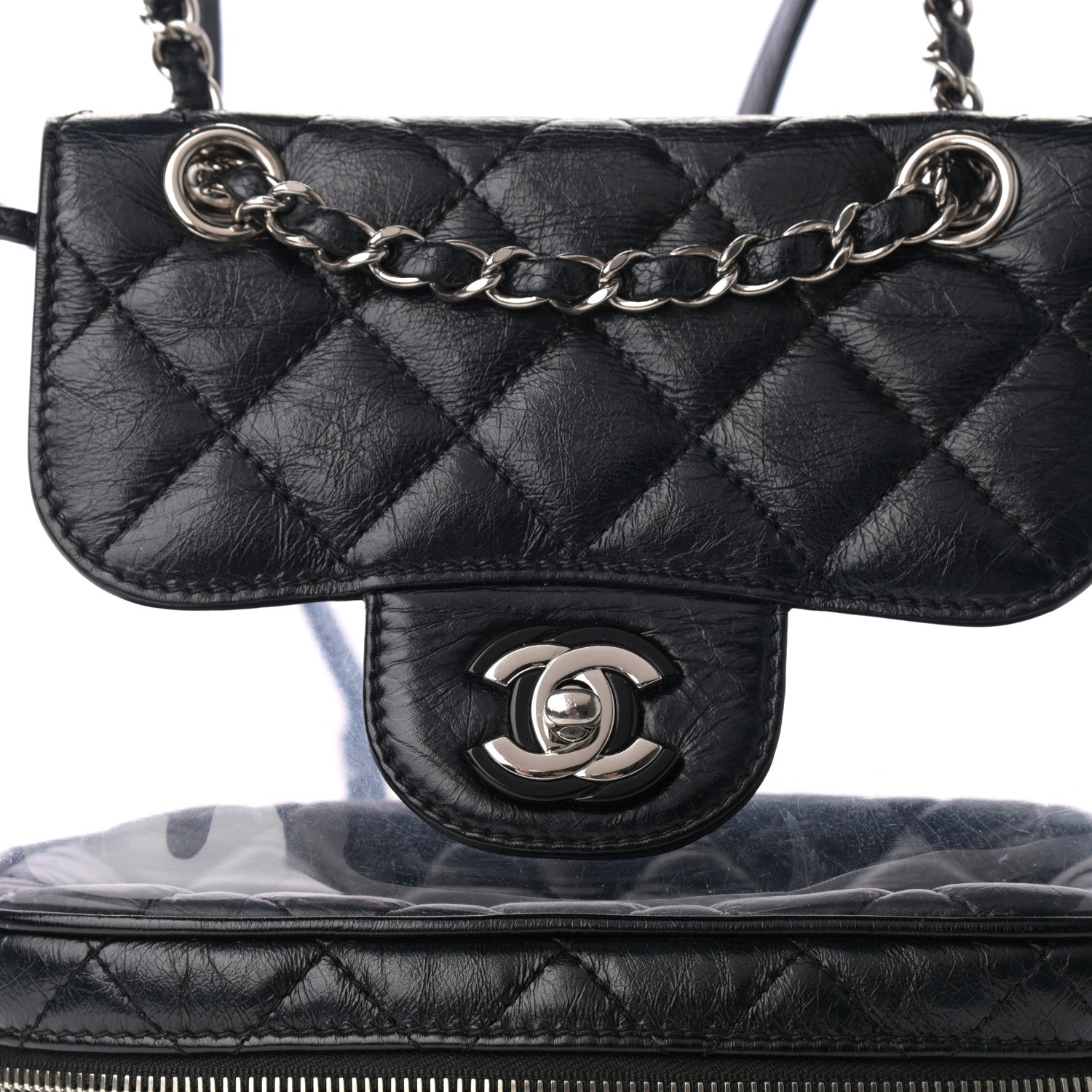 Chanel Crumpled Calfskin PVC Quilted Backpack Black 9 of 12
