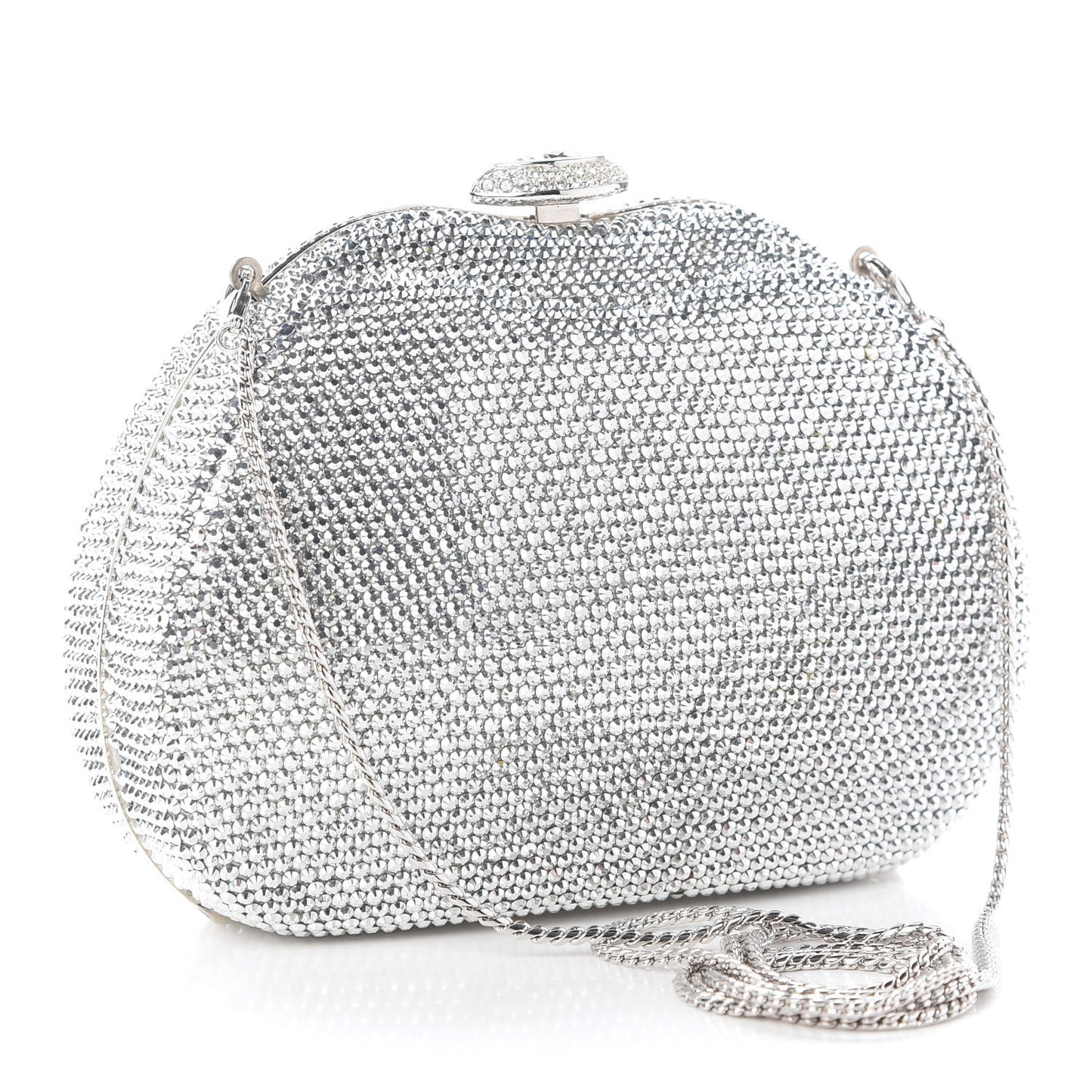 Crystal Minaudiere Clutch Silver