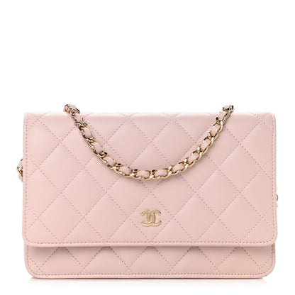 Chanel Lambskin Quilted Wallet On Chain WOC Light Pink 1 of 12
