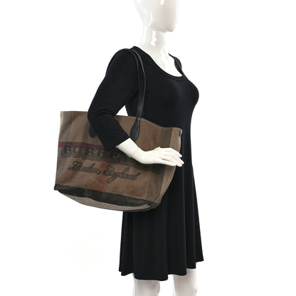 Burberry Coated Canvas Mega Check Medium Doodle Tote Black 3 of 15