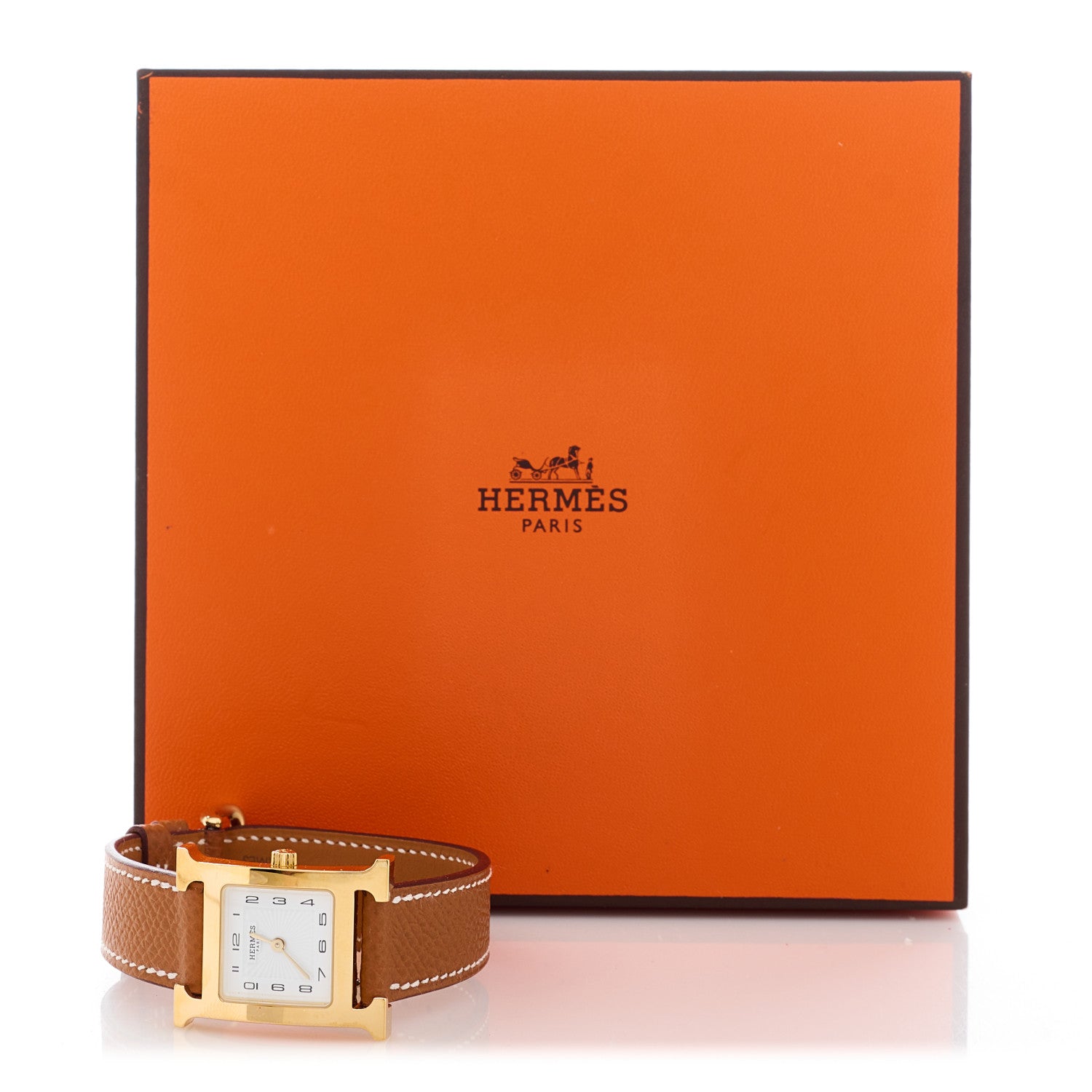 Hermes Stainless Steel Epsom 21mm Heure H Hour Quartz Watch Gold 5 of 5