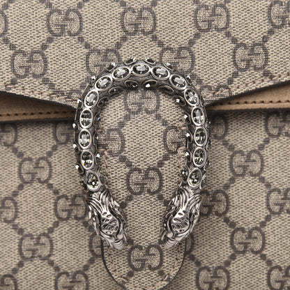 Gucci GG Supreme Monogram Suede Crystal Small Dionysus Shoulder Bag Beige Ebony Taupe 8 of 10