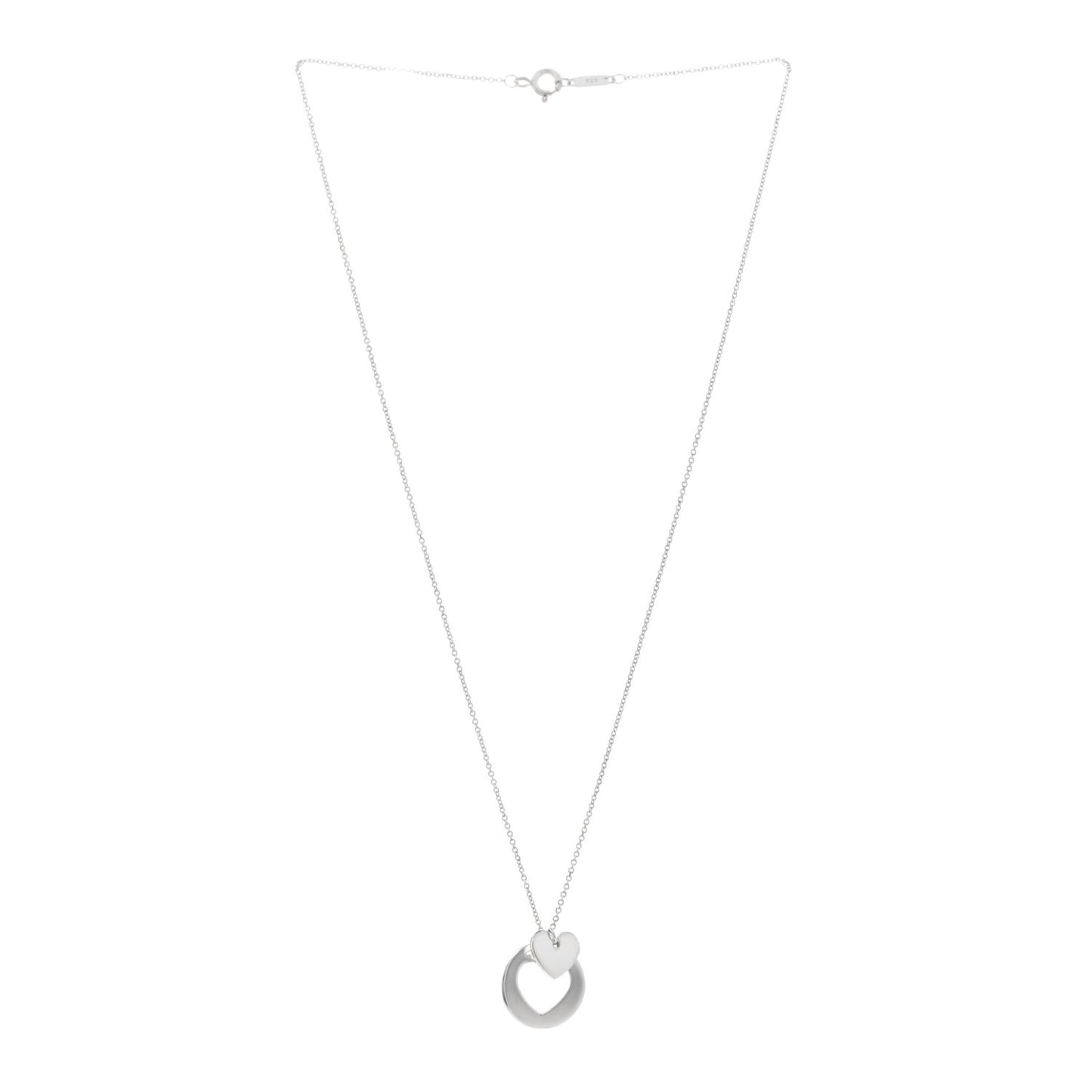 Sterling Silver Double Heart Cutout Pendant Necklace