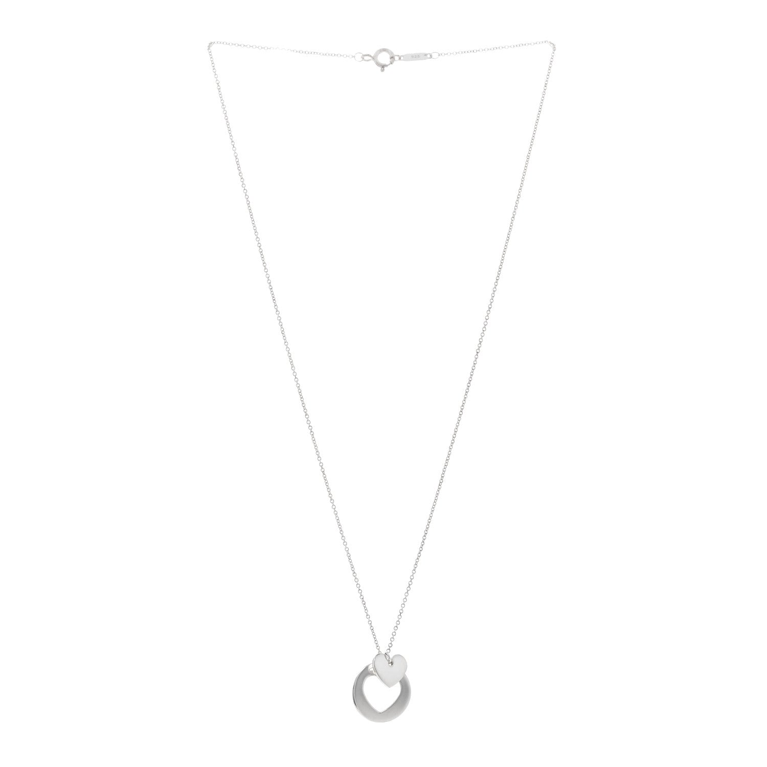 Tiffany Sterling Silver Double Heart Cutout Pendant Necklace 3 of 4