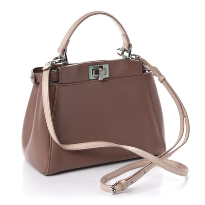 Fendi Nappa Colorblock Mini Peekaboo Iconic Satchel English Rose Plaster Oxigen 3 of 12