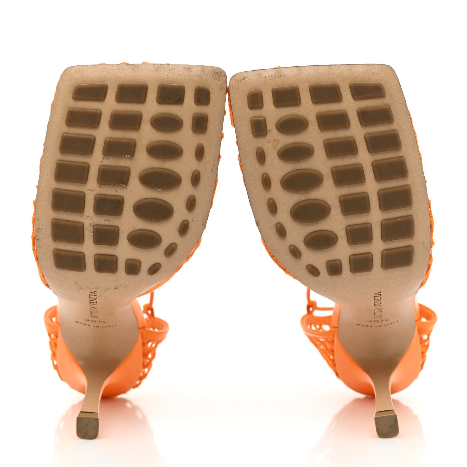 Bottega Veneta Mesh Nappa Stretch Ankle Tie Sandals 38.5 Tangerine 5 of 12