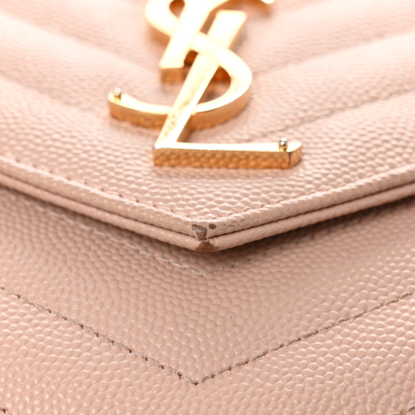 Grain De Poudre Matelasse Chevron Monogram Chain Wallet Pale Pink