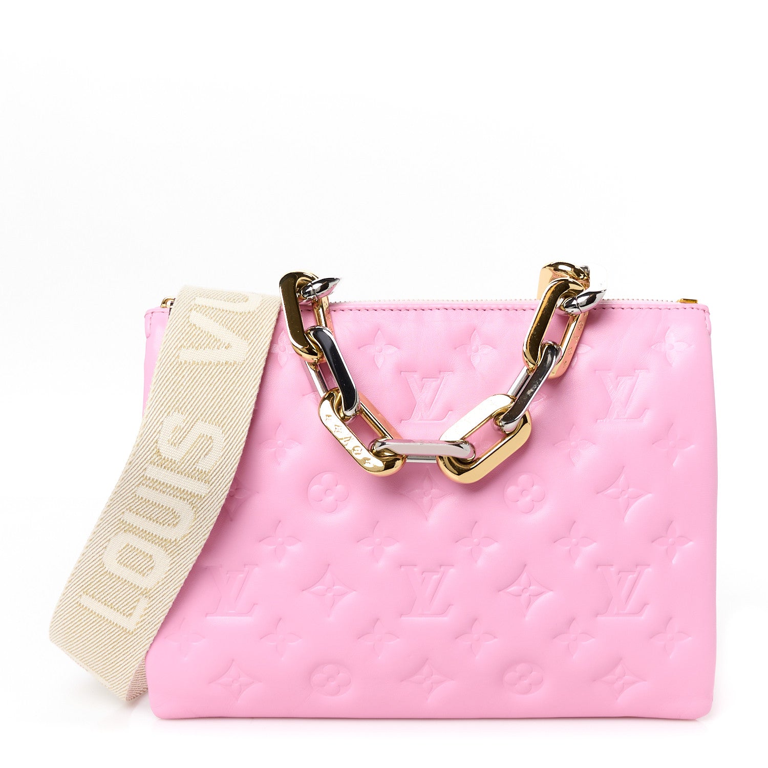 Louis Vuitton Lambskin Embossed Monogram Coussin PM Rose Bonbon 1 of 12
