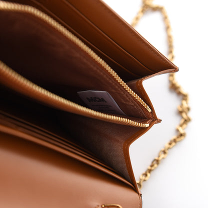 MCM Visetos Large Patricia Wallet On Chain Cognac Black 8 of 10