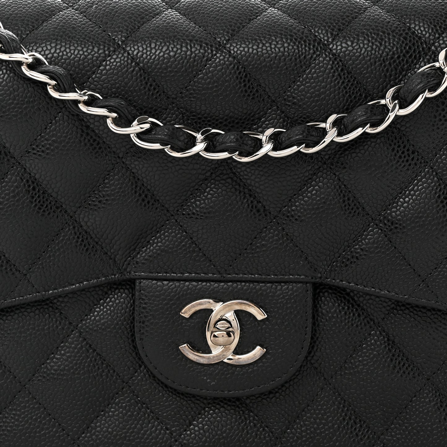 Caviar Quilted Jumbo Double Flap Black