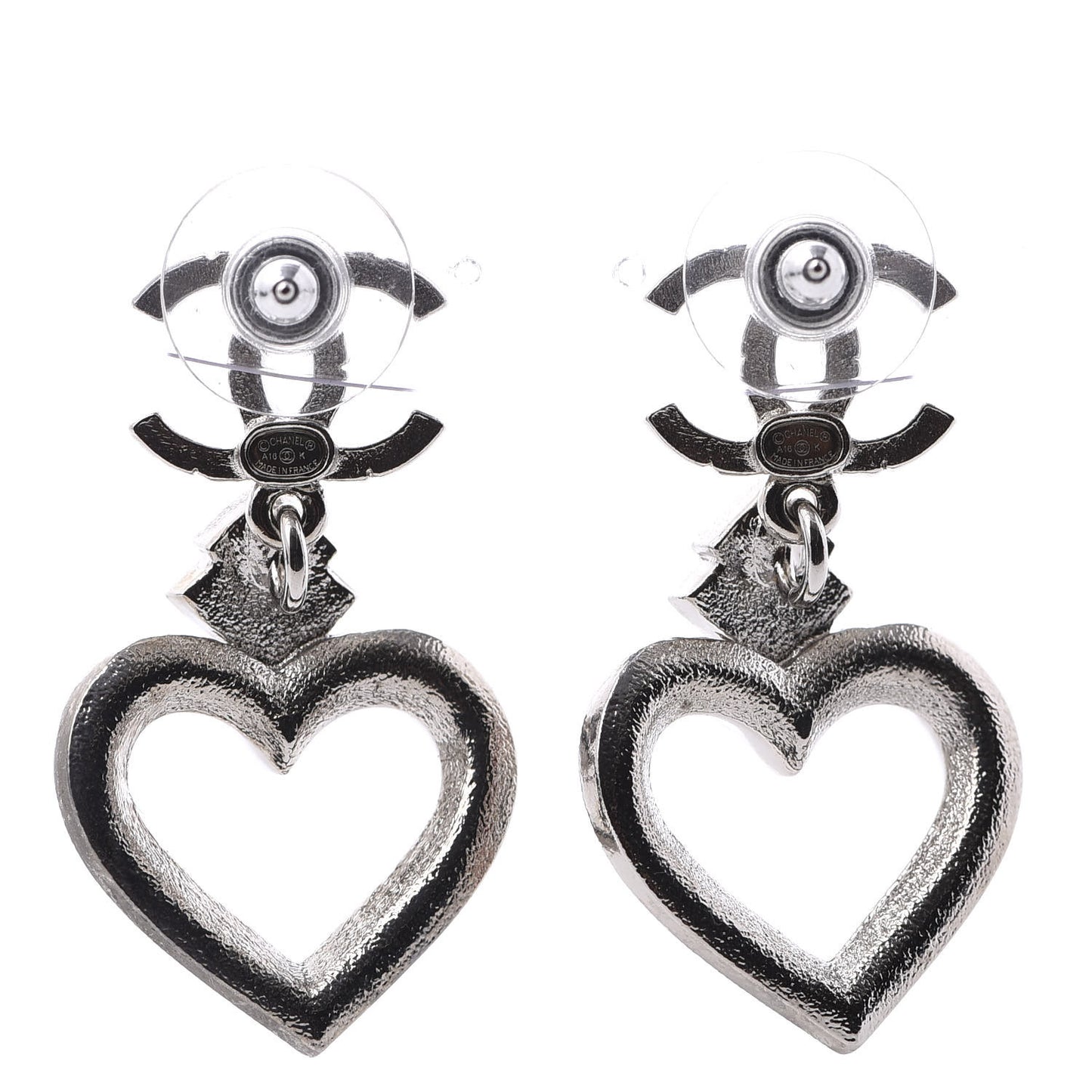 Crystal Heart CC Drop Earrings Silver Mutlicolor